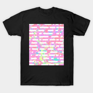 Holographic pattern - pastel pink line art graphic design T-Shirt